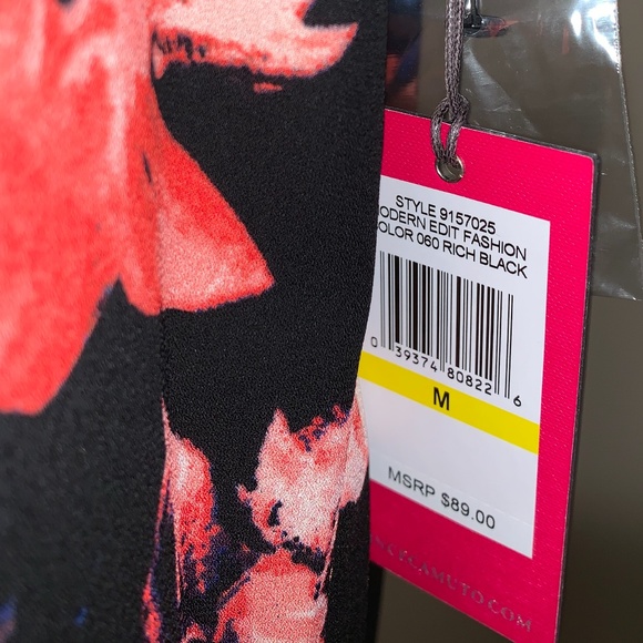 NWT Vince Camuto Black Floral Mesh Yoke Blouse - Picture 7 of 7